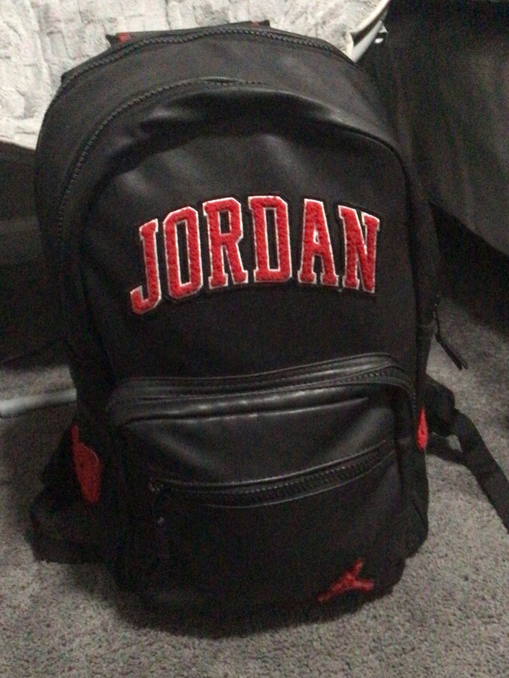 Jordan Black and Red Logo Backpack